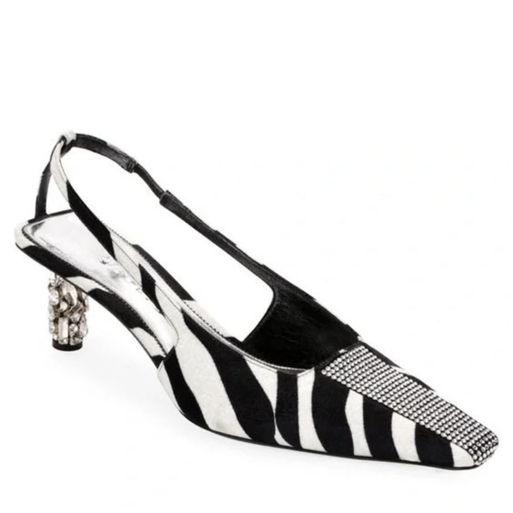 TOM FORD Zebra Print Velvet Slingback Pumps